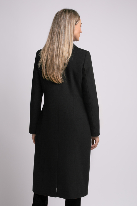 Palton Carmina din lână negru cu rever [3]
