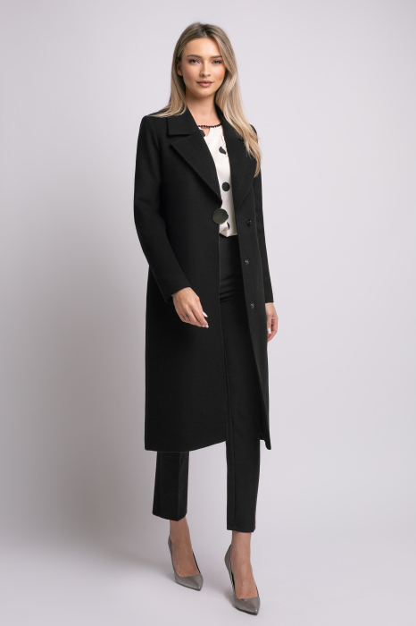 Palton Carmina din lână negru cu rever [2]