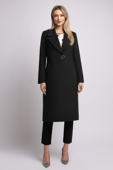 Palton Carmina din lână negru cu rever [7]