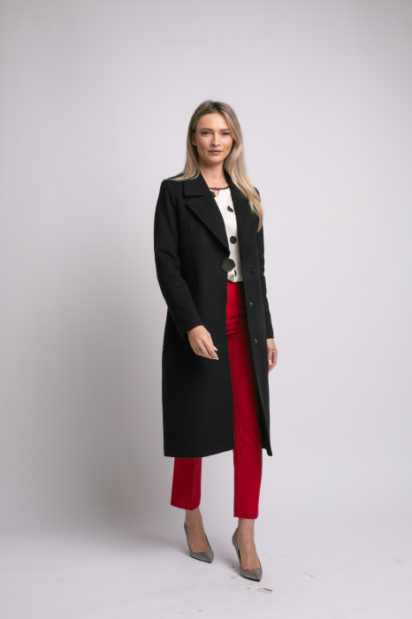Palton Carmina din lână negru cu rever [2]