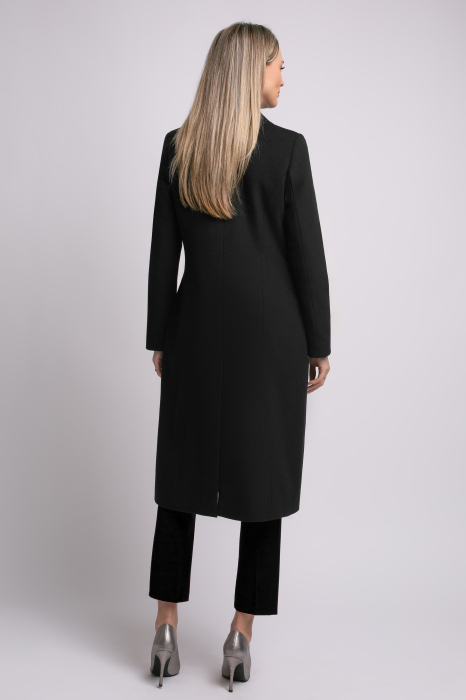 Palton Carmina din lână negru cu rever [9]
