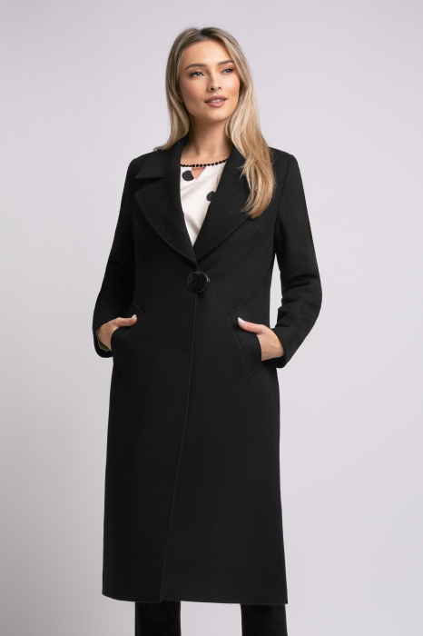 Palton Carmina din lână negru cu rever [4]