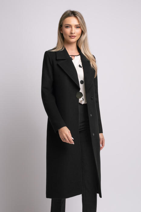 Palton Carmina din lână negru cu rever [6]