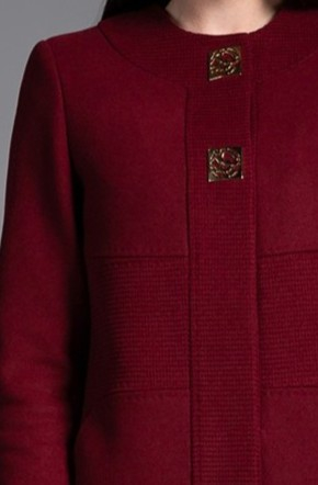 Palton Egreta vișiniu din lână cu guler tip tunică [2]