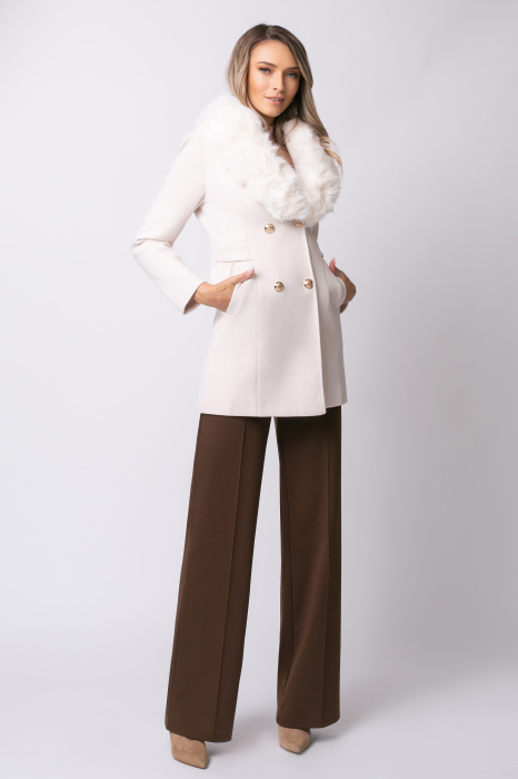 Palton Lumi alb cu blană detașabilă la guler [2]