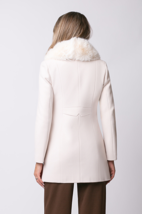 Palton Lumi alb cu blană detașabilă la guler [4]