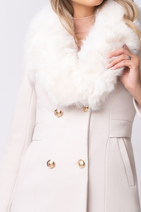 Palton Lumi alb cu blană detașabilă la guler [7]