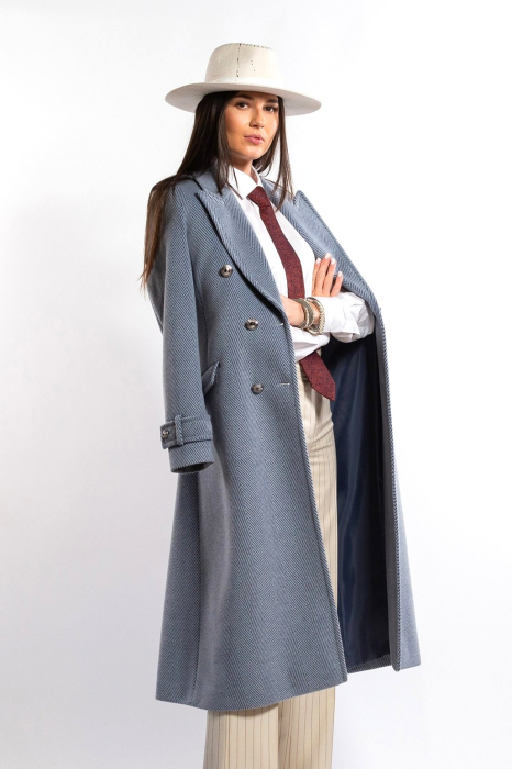 Palton SENTIERRI bleu din lână cu epoleți [1]