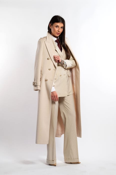 Palton SENTIERRI bej din lână cu epoleți [2]