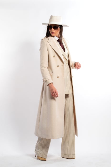 Palton SENTIERRI bej din lână cu epoleți [1]