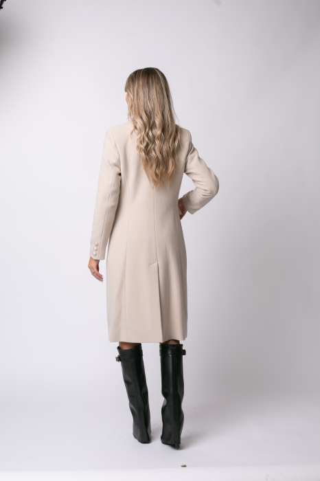 Palton Alis bej din lână cu rever [3]