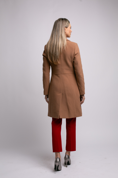 Palton SENTIERRI camel din lână cu nasturi animal print [3]