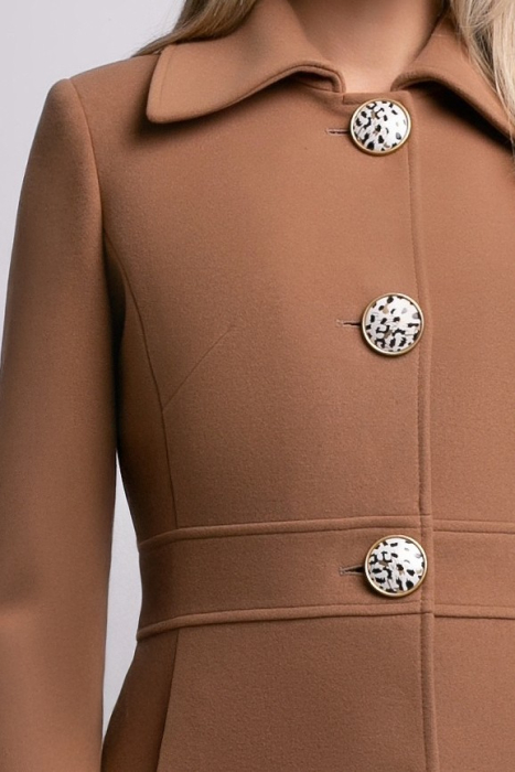 Palton SENTIERRI camel din lână cu nasturi animal print [4]