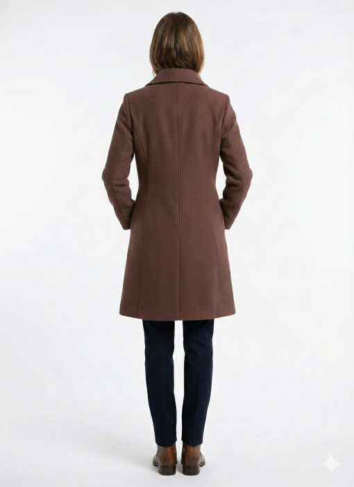 Palton SENTIERRI maro din lână cu nasturi animal print [4]