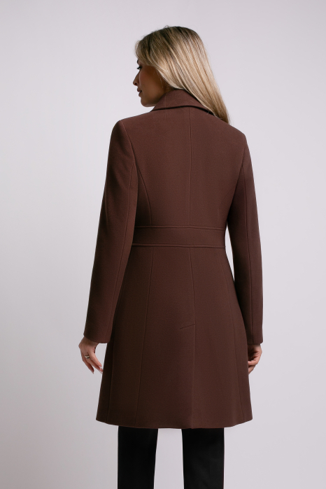 Palton SENTIERRI maro din lână cu nasturi animal print [3]