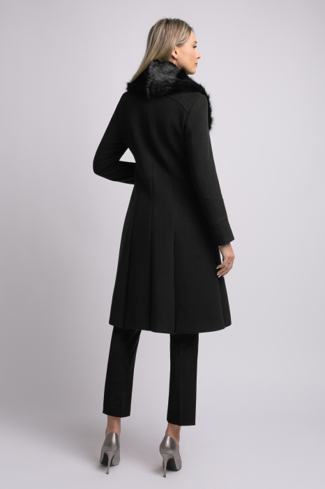 Palton SENTIERRI negru din lână cu blană detașabilă [3]