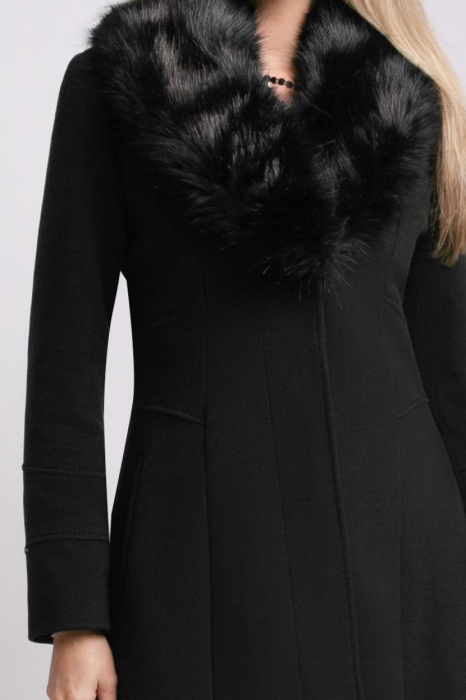 Palton SENTIERRI negru din lână cu blană detașabilă [4]