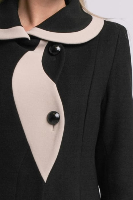 Palton SENTIERRI negru din lână cu detaliu contrastant [3]