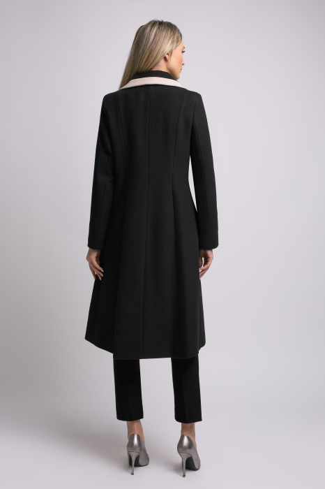 Palton SENTIERRI negru din lână cu detaliu contrastant [4]