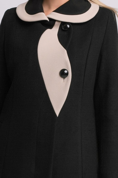 Palton SENTIERRI negru din lână cu detaliu contrastant [6]