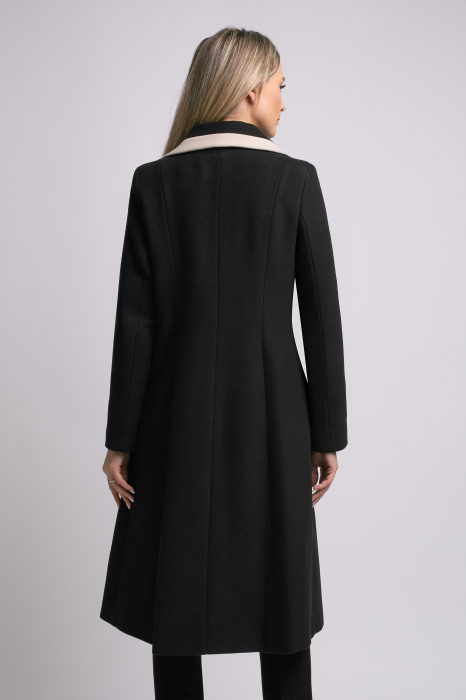 Palton SENTIERRI negru din lână cu detaliu contrastant [7]