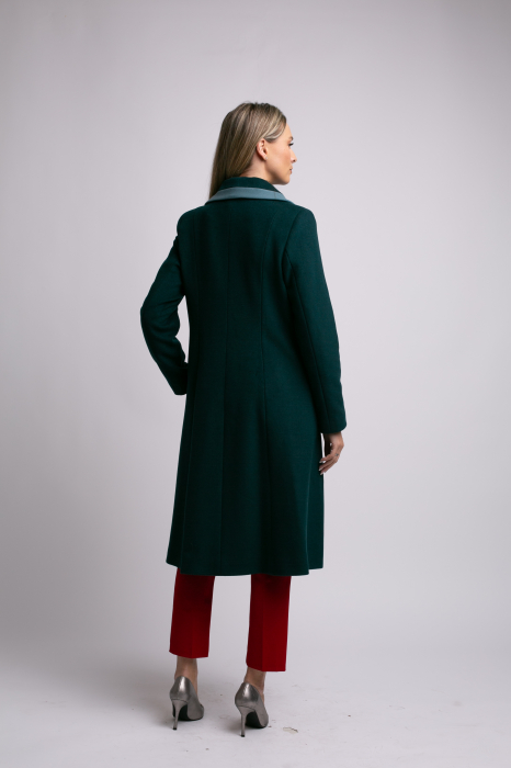 Palton SENTIERRI verde din lână cu detaliu contrastant [3]