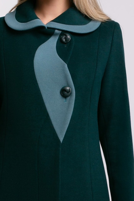 Palton SENTIERRI verde din lână cu detaliu contrastant [7]