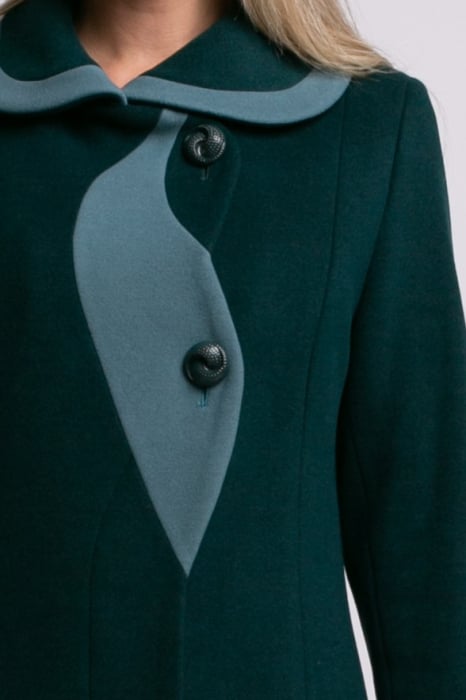 Palton SENTIERRI verde din lână cu detaliu contrastant [5]