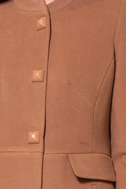 Palton Valentino camel din lână cu guler tunică [3]
