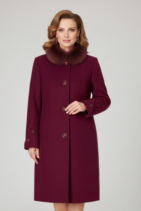 Palton Viada bodo din lână cu guler detașabil din blană naturală [1]