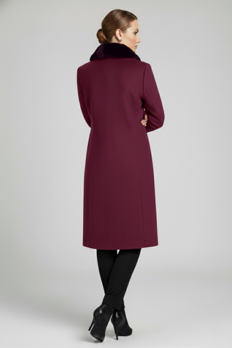 Palton Viada mov din lână cu guler detașabil din blană naturală [2]