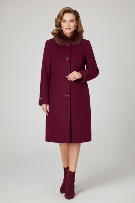 Palton Viada bodo din lână cu guler detașabil din blană naturală [3]