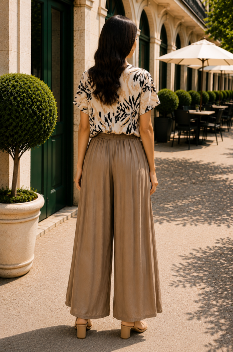 Fustă pantalon maro din vâscoză fină [2]