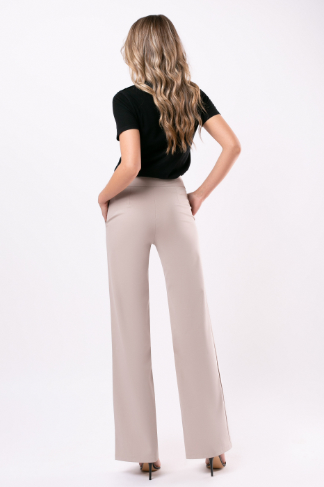 Pantaloni casual largi gri cu dungă [3]