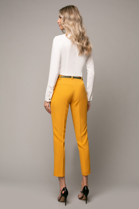 Pantaloni Natalia office galben cu dungă [4]