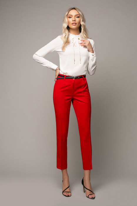 Pantaloni Natalia office roșu cu dungă [4]