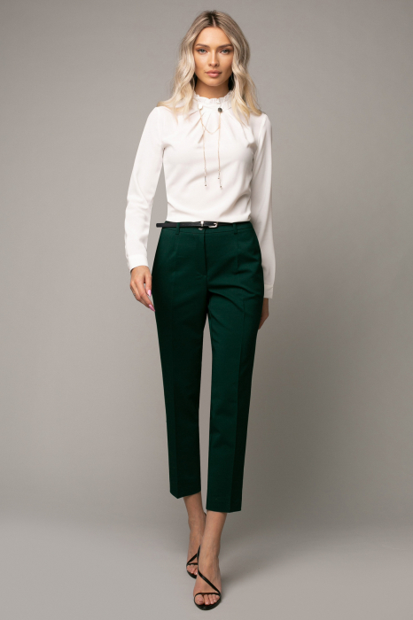Pantaloni Natalia office verde cu dungă [2]