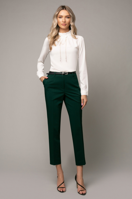 Pantaloni Natalia office verde cu dungă [3]
