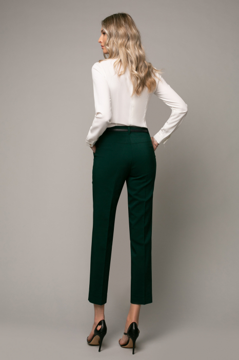 Pantaloni Natalia office verde cu dungă [4]