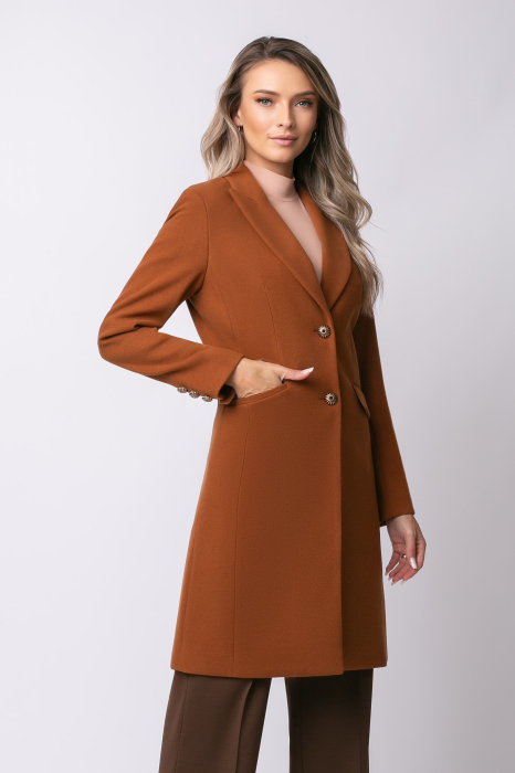 Pardesiu Carol cărămiziu din lână cu nasturi [9]