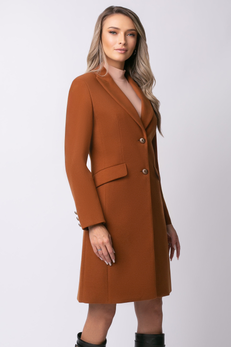 Pardesiu Carol cărămiziu din lână cu nasturi [6]