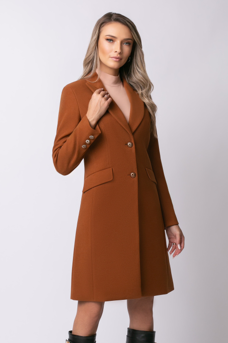 Pardesiu Carol cărămiziu din lână cu nasturi [4]