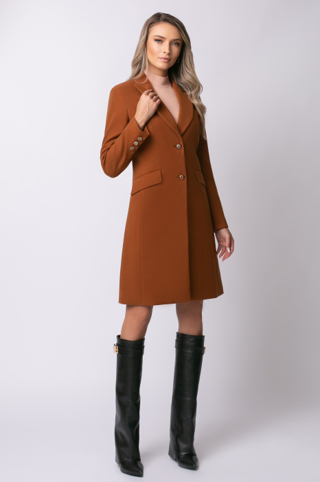 Pardesiu Carol cărămiziu din lână cu nasturi [5]