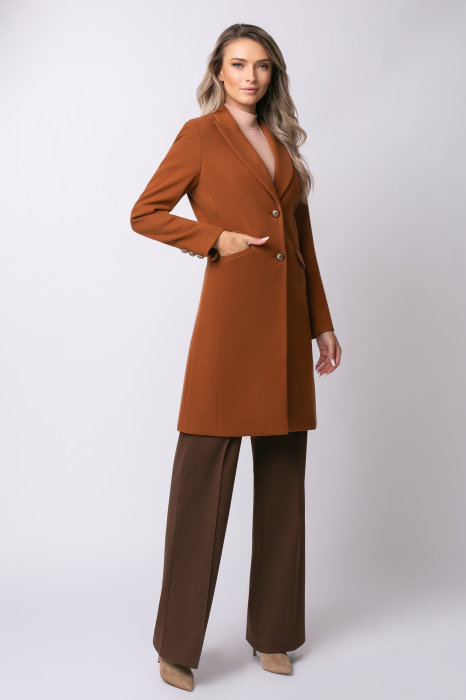 Pardesiu Carol cărămiziu din lână cu nasturi [2]