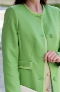 Pardesiu Miranda verde din lână accesorizat cu dantelă [2]
