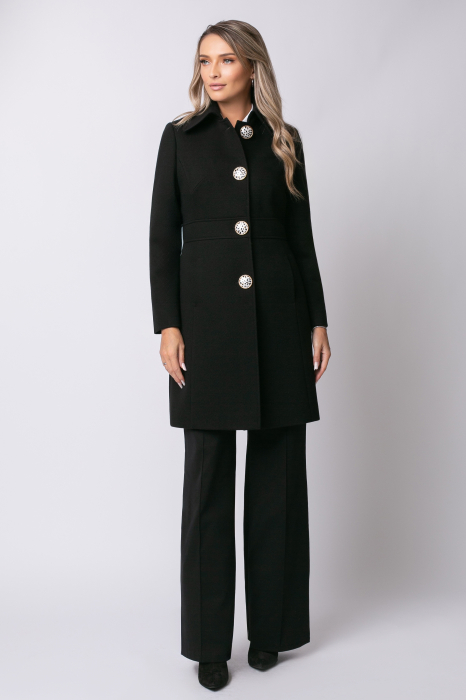 Palton SENTIERRI negru din lână cu nasturi animal print [9]