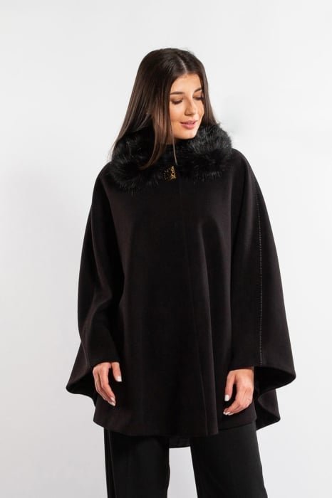 Pelerină SENTIERRI neagră mărime mare din lână [1]