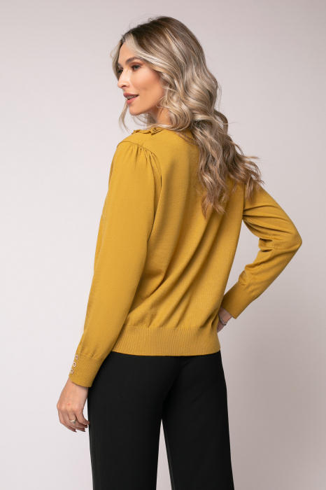 Pulover Deea muștar cu guler și nasturi decorativi [4]
