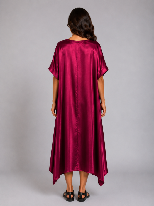 Rochie bordo din vâscoză cu aspect ușor lucios [3]
