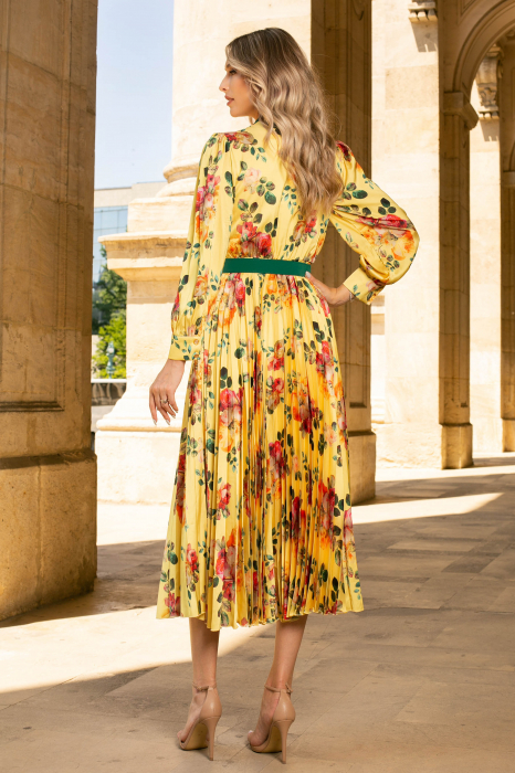 Rochie Amalfi galbenă accesorizată cu pietricele [4]